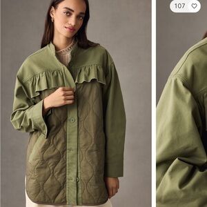 By Anthropology Quilted Ruffled Shacket